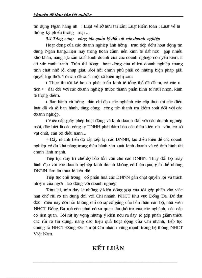 image for page Một số giải pháp hạn chế rủi ro an toàn tín dụng đối với kinh tế ngoài quốc doanh tại Ngân hàng công thương Đống Đa