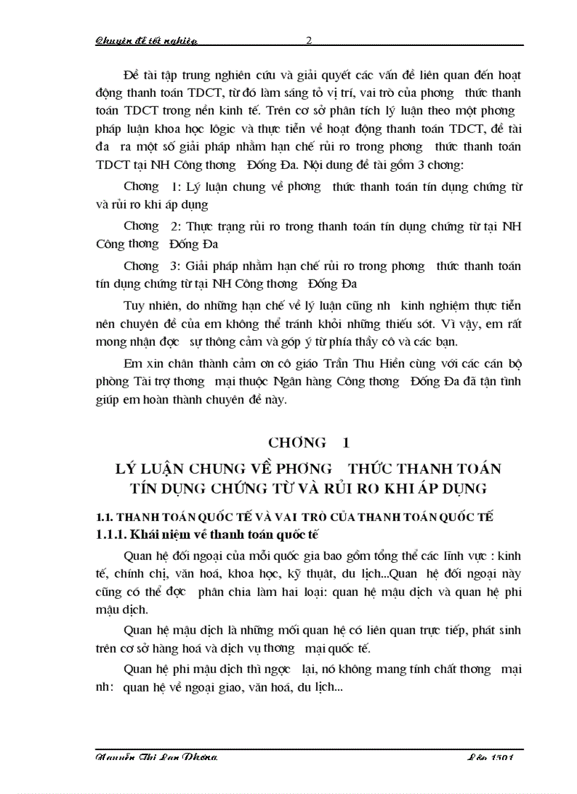 image for page Giải pháp nhằm hạn chế rủi ro trong phương thức thanh toán tín dụng chứng từ tại Ngân hàng Công thương Đống Đa