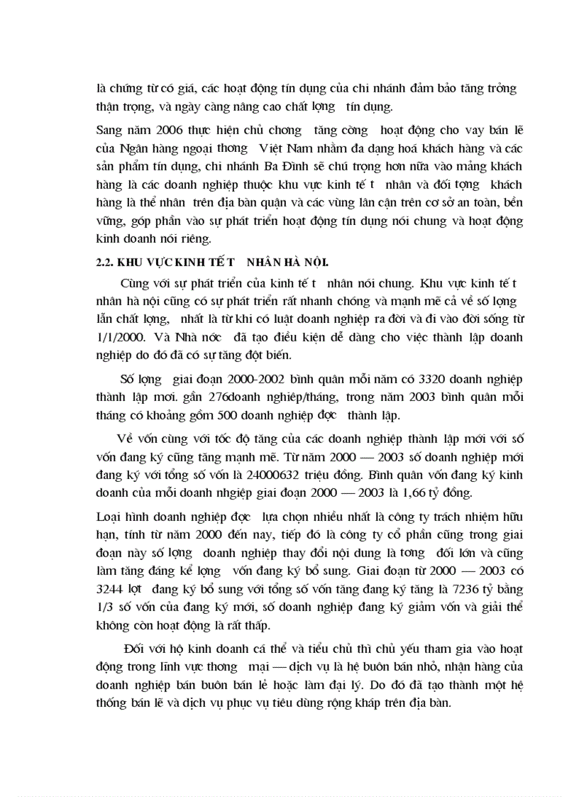 image for page Mở rộng hoạt động tín dụng đối với khu vực kinh tế tư nhân của ngân hàng ngoại thương nội chi nhánh Ba Đình