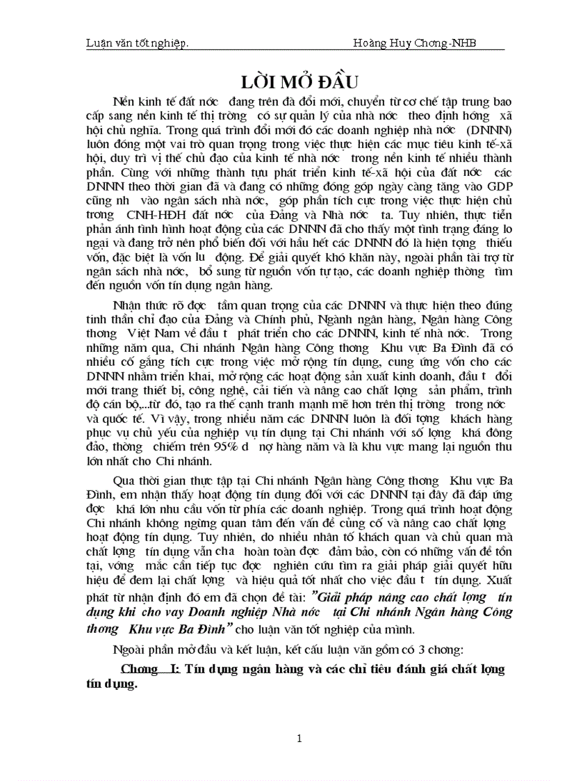 image for page Giải pháp nâng cao chất lượng tín dụng khi cho vay Doanh nghiệp Nhà nước tại Chi nhánh Ngân hàng Công thương Khu vực Ba Đình