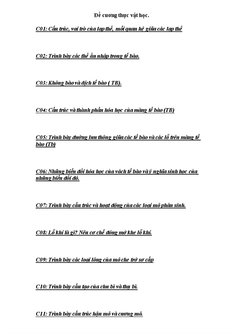 image for page Đề cương thực vật học