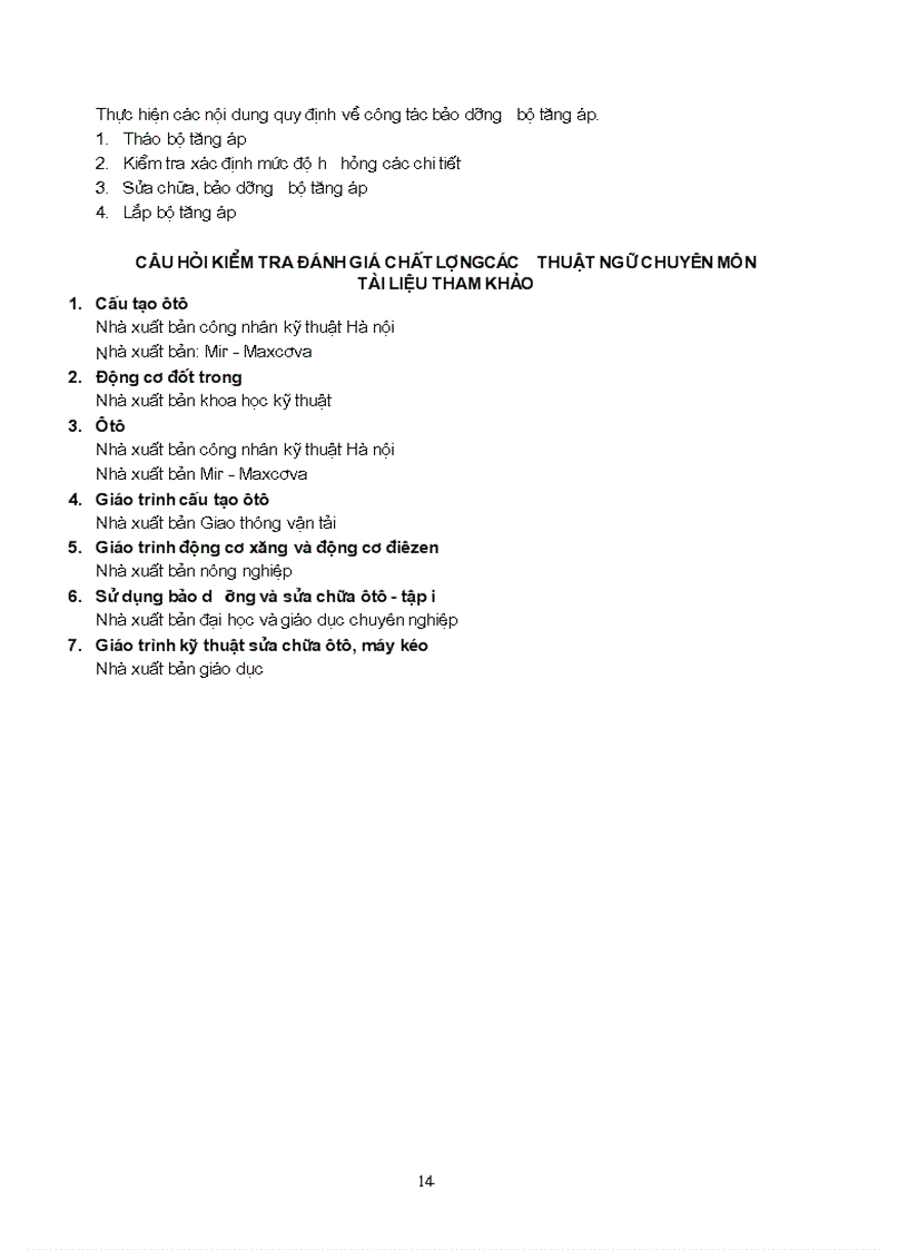 image for page Tài liệu SỬA CHỮA BỘTĂNG ÁP Trình độ lành nghề SỬA CHỮA ÔTÔ