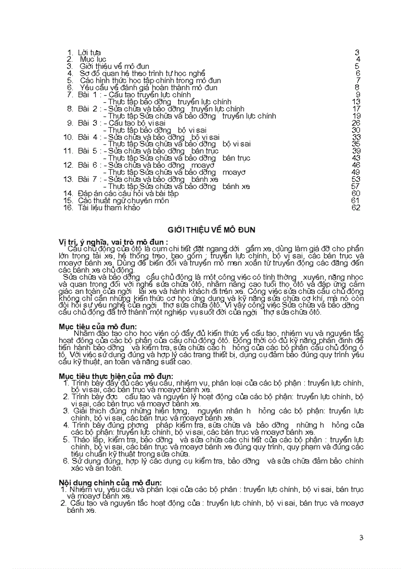 image for page Tài liệu SỬA CHỮA VÀ BẢO DƯỠNG CẦU CHỦ ĐỘNG trình độ lành nghề sữa chữa ô tô
