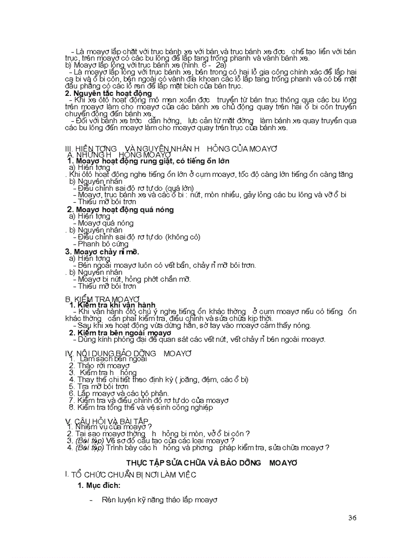 image for page Tài liệu SỬA CHỮA VÀ BẢO DƯỠNG CẦU CHỦ ĐỘNG trình độ lành nghề sữa chữa ô tô