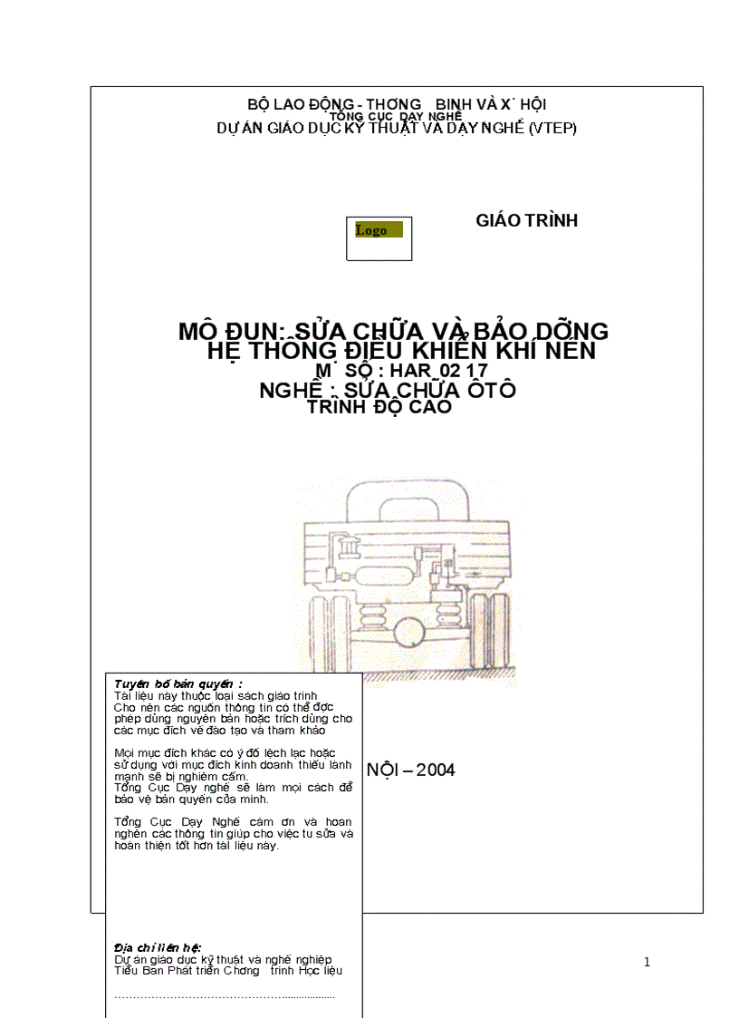 image for page Tai liệu SỬA CHỮA VÀ BẢO DƯỠNG HỆ THỐNG ĐIỀU KHIỂN KHÍ NÉN