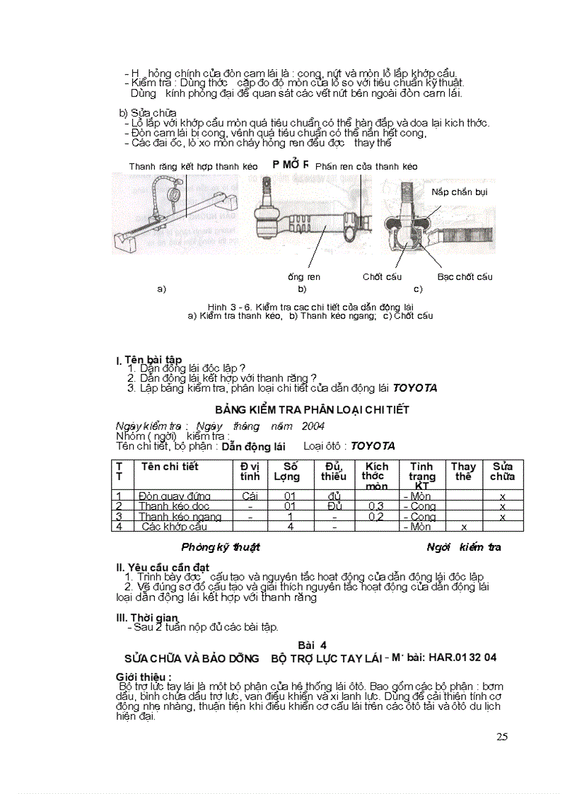 image for page Tài liệu sửa chữa và bảo dưỡng hệ thống lái