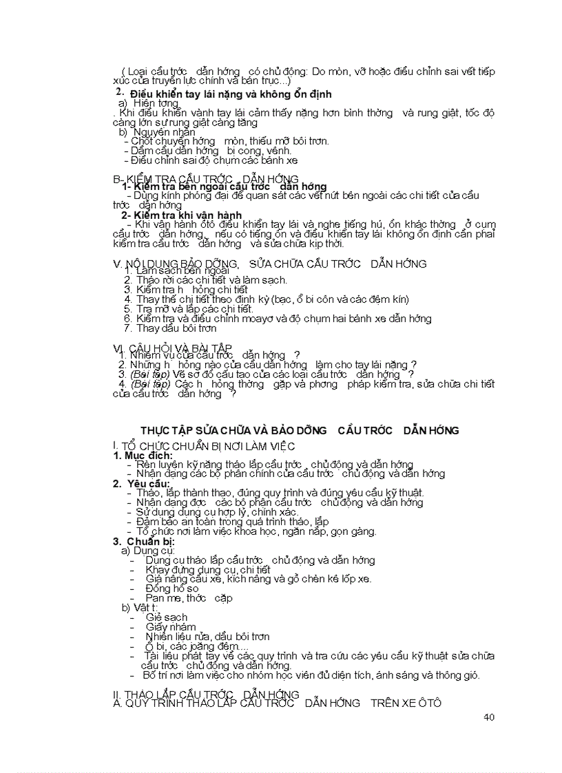 image for page Tài liệu sửa chữa và bảo dưỡng hệ thống lái