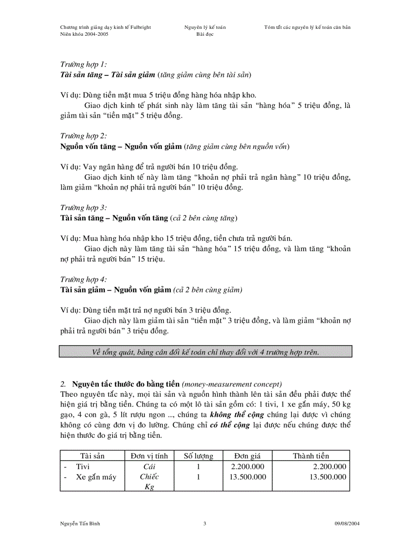 image for page Căn bản kế toán tài chính TÓM TẮT CÁC NGUYÊN TẮC KẾ TOÁN CĂN BẢN