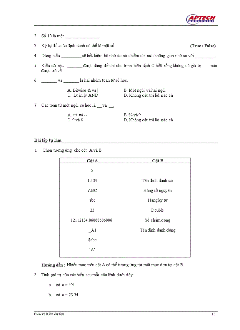 image for page Biến và Kiểu dữ liệu