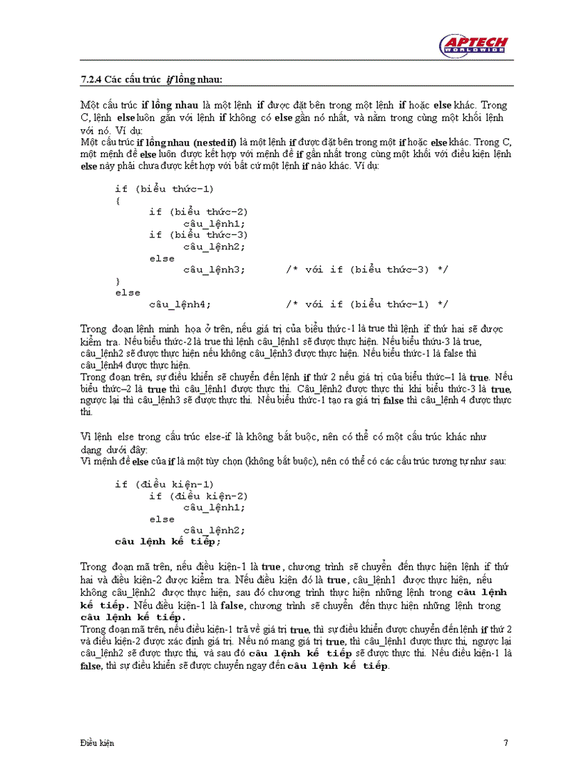 image for page Các câu lệnh lựa chọn