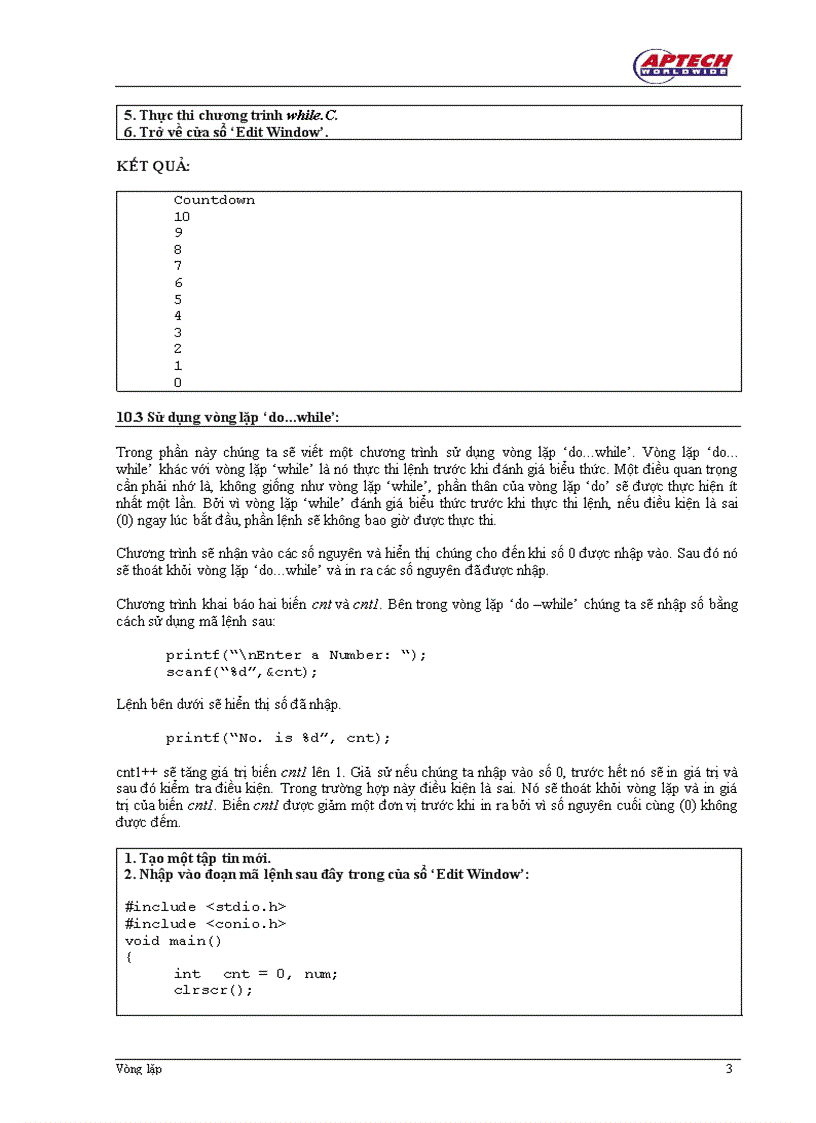image for page Sử dụng vòng lặp for