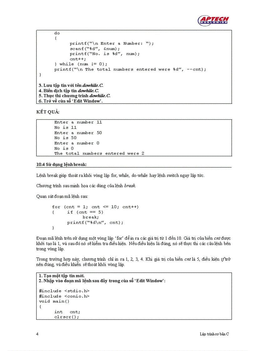 image for page Sử dụng vòng lặp for