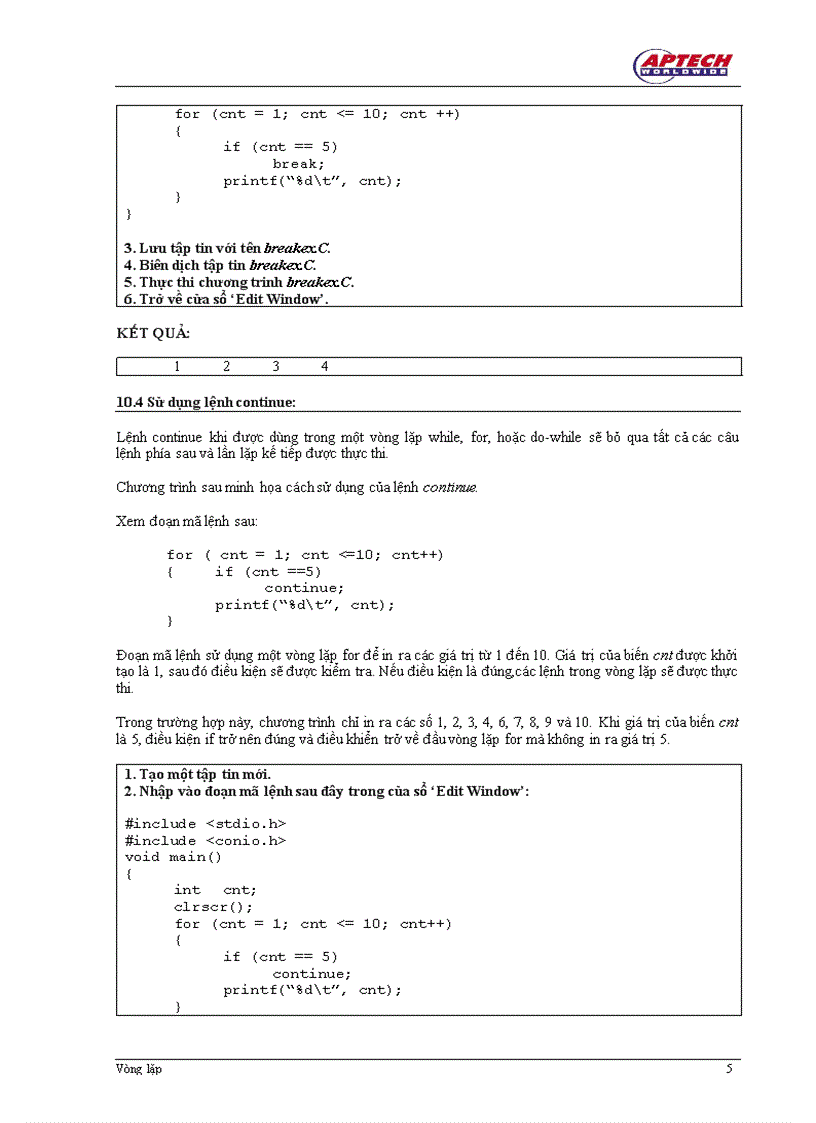 image for page Sử dụng vòng lặp for