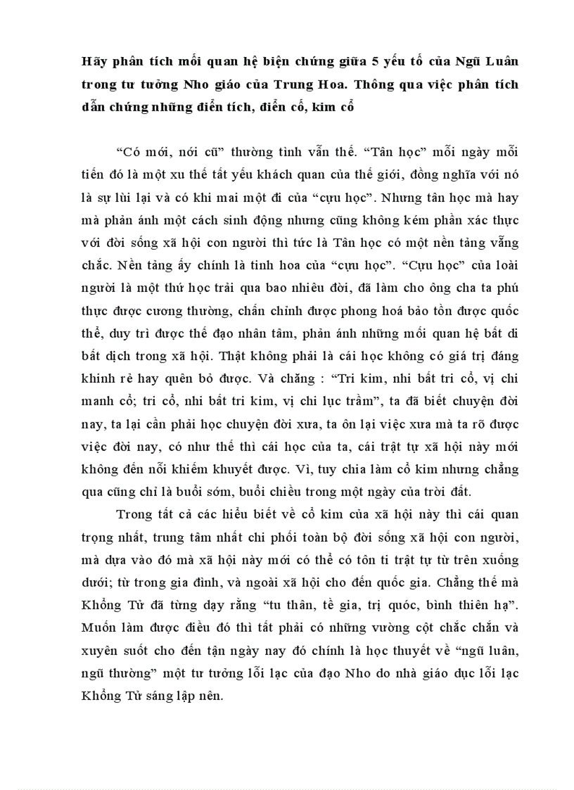 image for page Hãy phân tích mối quan hệ biện chứng giữa 5 yếu tố của Ngũ Luân trong tư tưởng Nho giáo của Trung Hoa Thông qua việc phân tích dẫn chứng những điển tích điển cố kim cổ