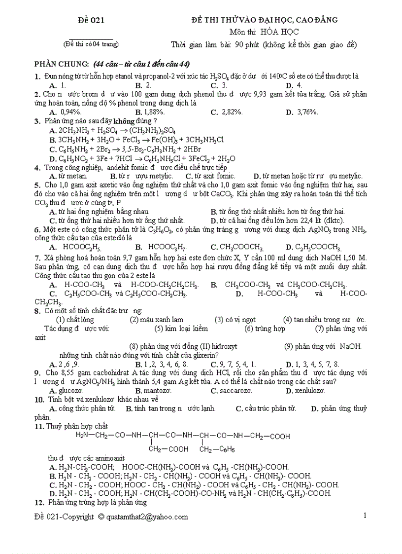 image for page Đề thi thử Đại học môn Hóa 12