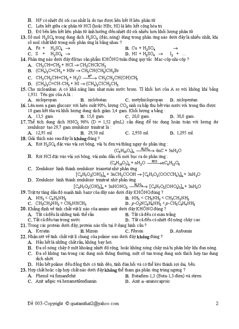 image for page Đề thi thử Đại học môn Hóa 15