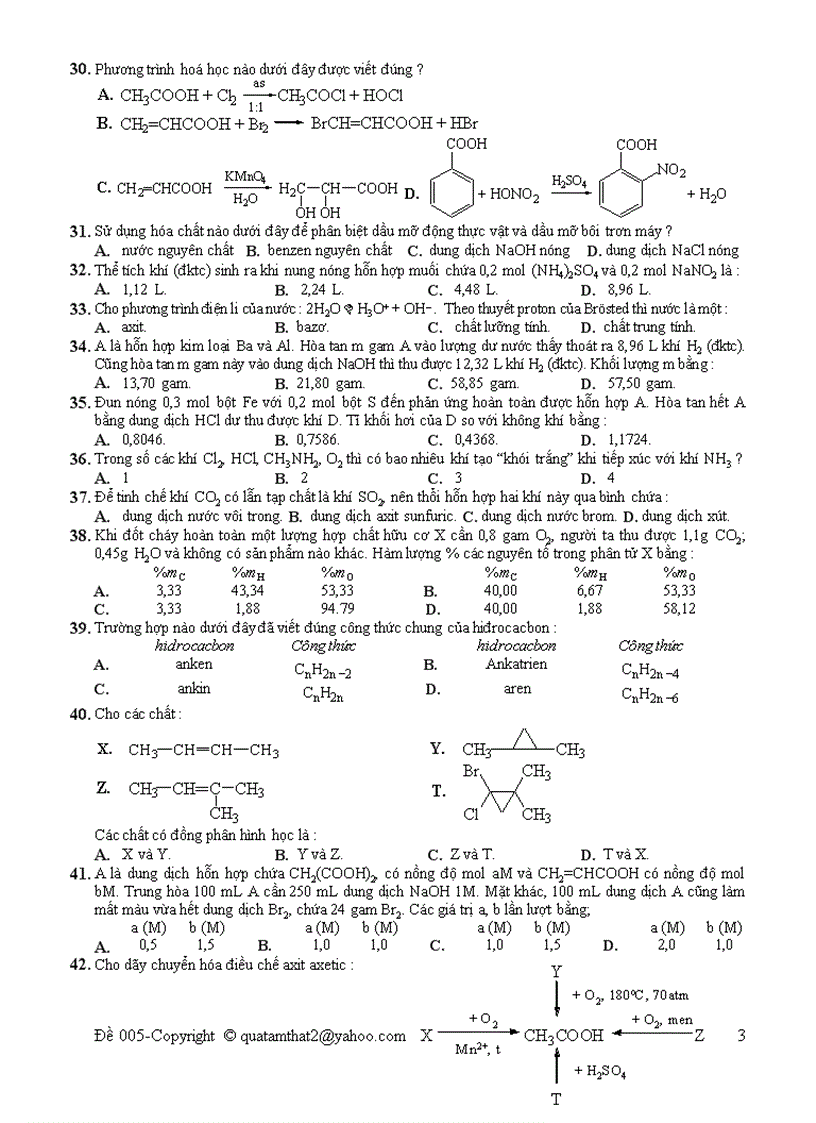 Đề thi thử Đại học môn Hóa 17