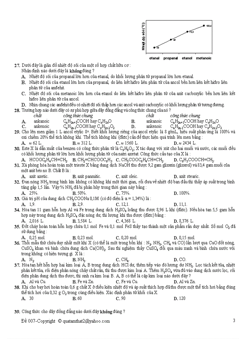 Đề thi thử Đại học môn Hóa 19