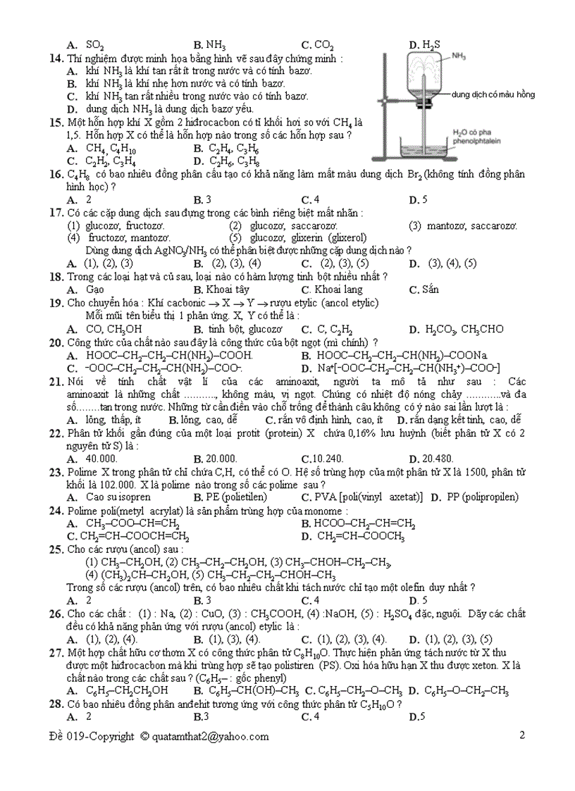 Đề thi thử Đại học môn Hóa 29