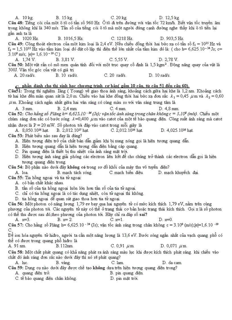 image for page Đề thi thử Đại học môn Lý 1