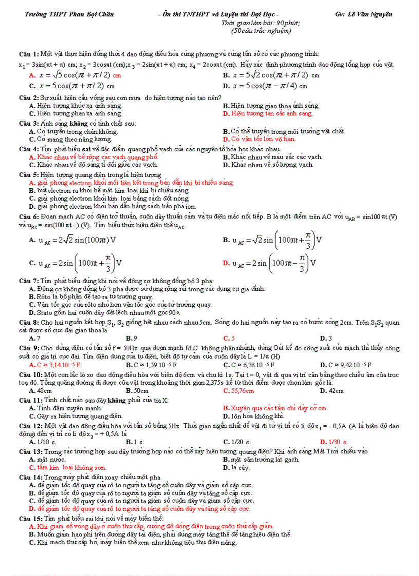 image for page Đề thi thử Đại học môn Lý 10