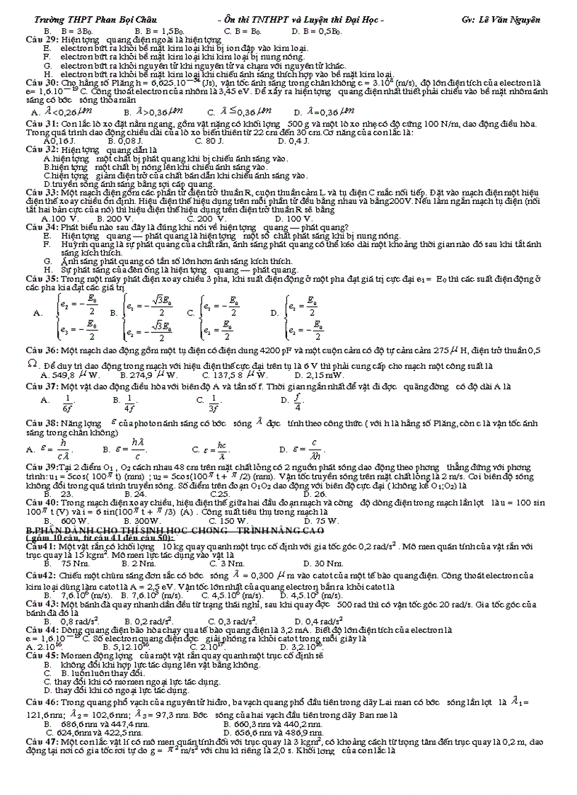 image for page Đề thi thử Đại học môn Lý 10
