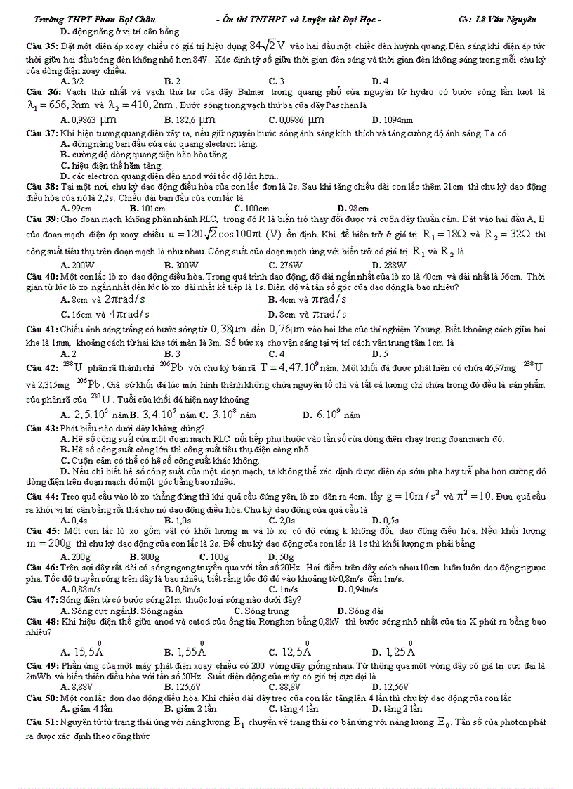 image for page Đề thi thử Đại học môn Lý 10