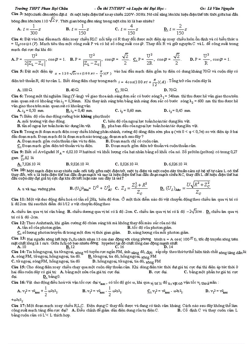image for page Đề thi thử Đại học môn Lý 10