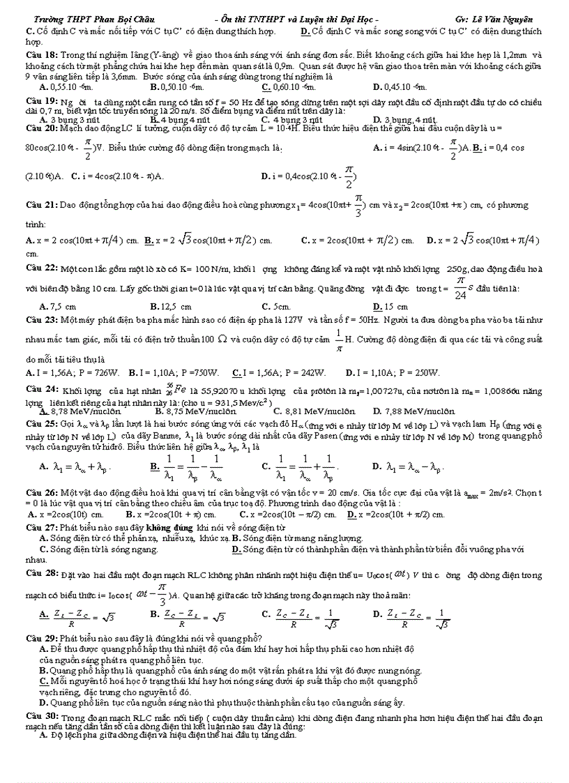 image for page Đề thi thử Đại học môn Lý 10