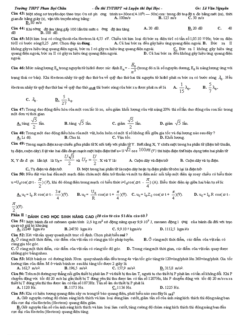 image for page Đề thi thử Đại học môn Lý 10