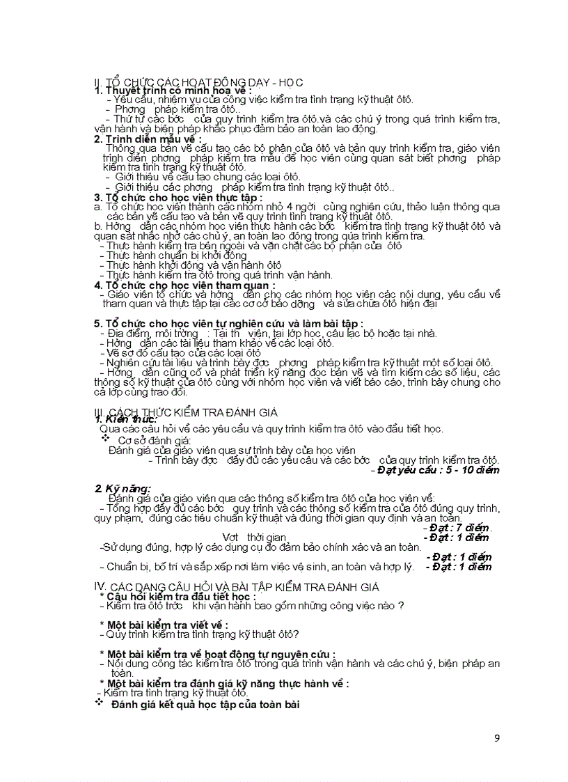 image for page TÀI LIỆU Sách hướng dẫn giáo viên KIỂM TRA TÌNH TRẠNG KỸ THUẬT ĐỘNG CƠ VÀ ÔTÔ