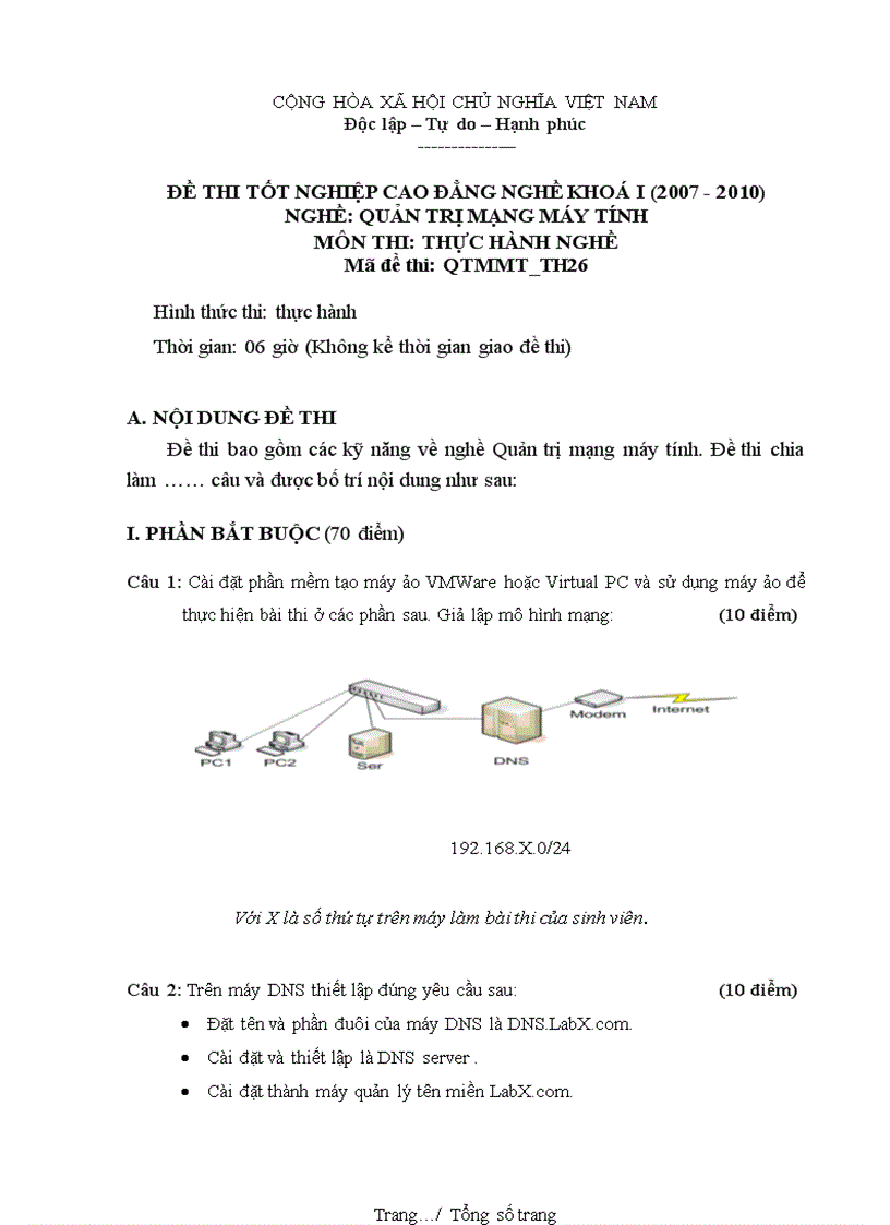 image for page Đề thi nghề Quản trị mạng máy tính Thực hành nghề 26