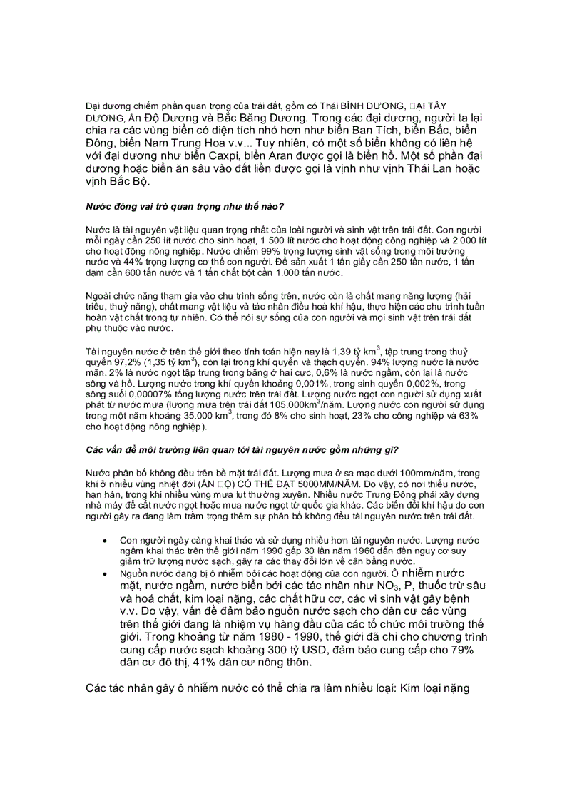 image for page Câu hỏi về môi trừong