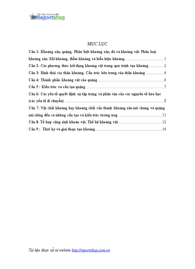 image for page Bài tập khoáng sản