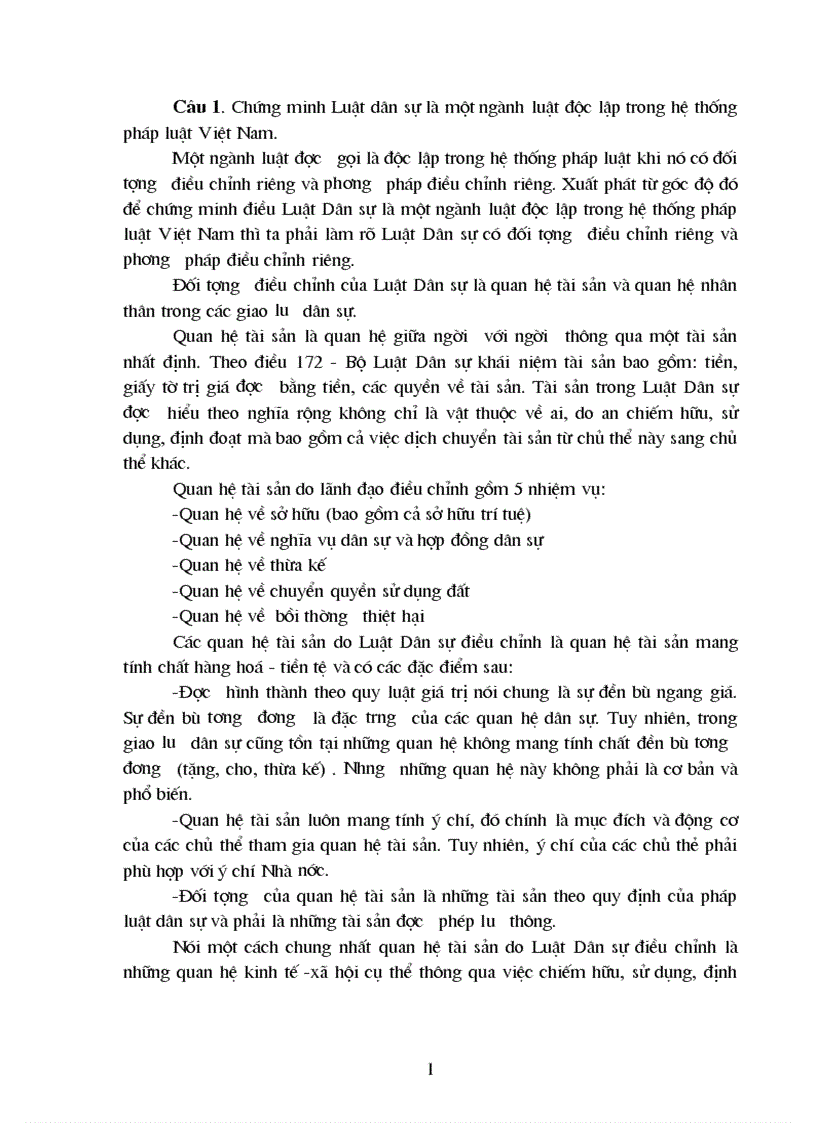 image for page Luật dân sự 1 và câu hỏi đáp án