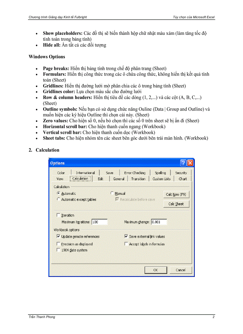 image for page Excel Tool Options