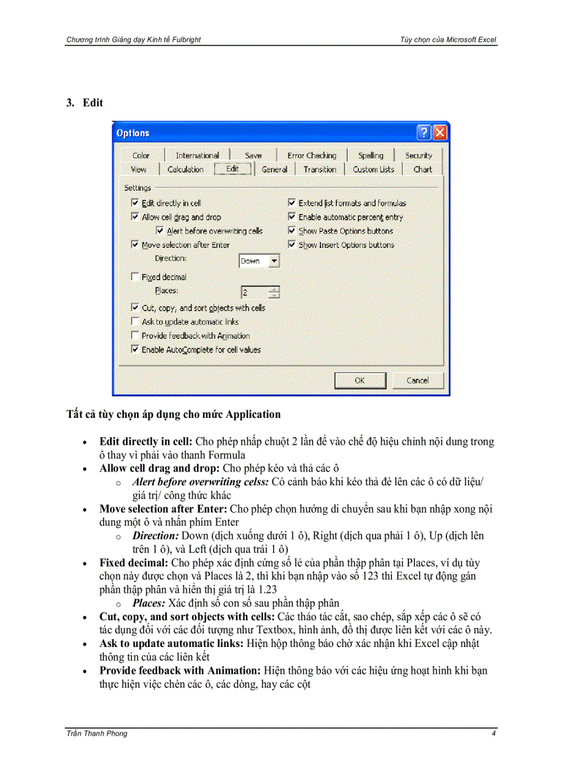 image for page Excel Tool Options
