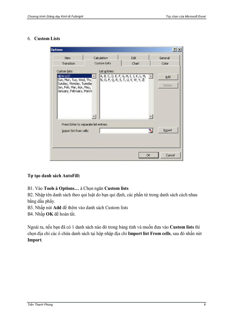 image for page Excel Tool Options