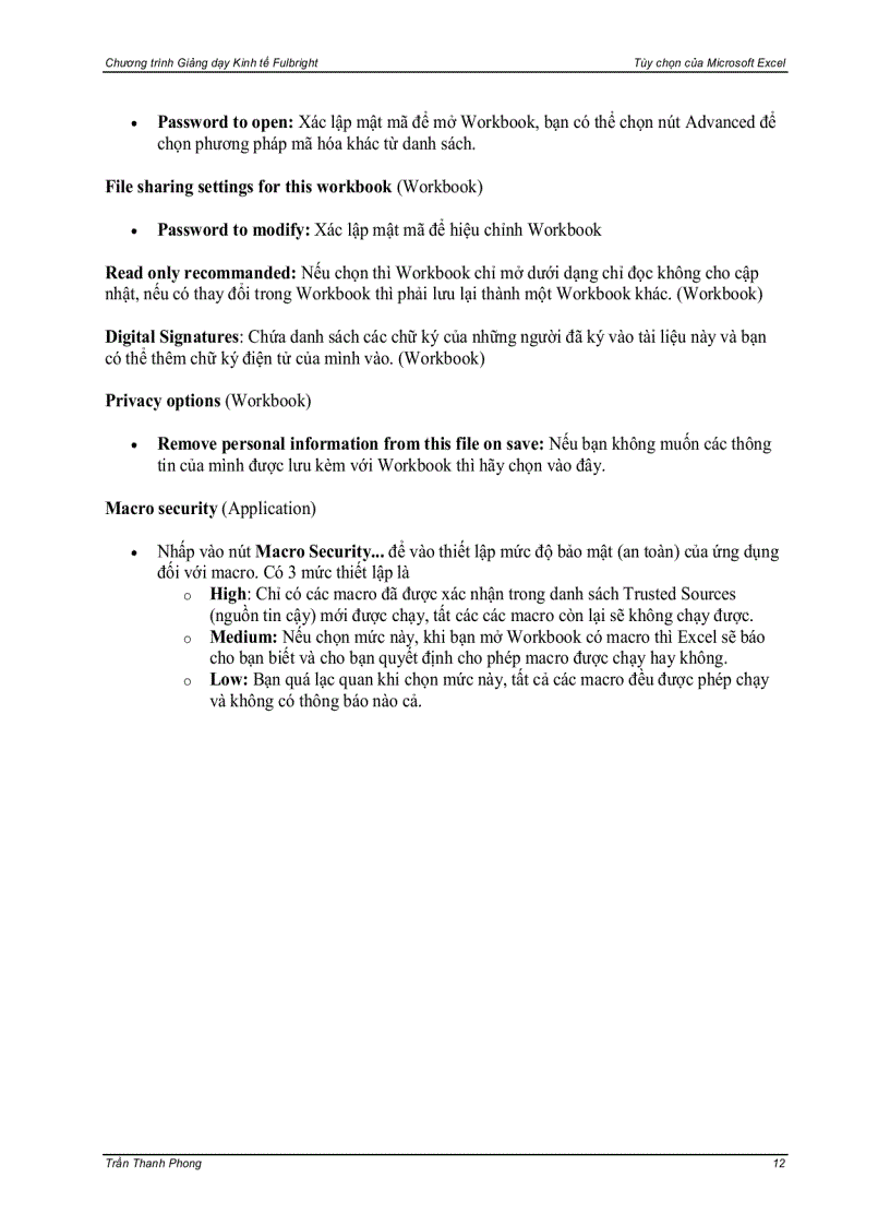 image for page Excel Tool Options