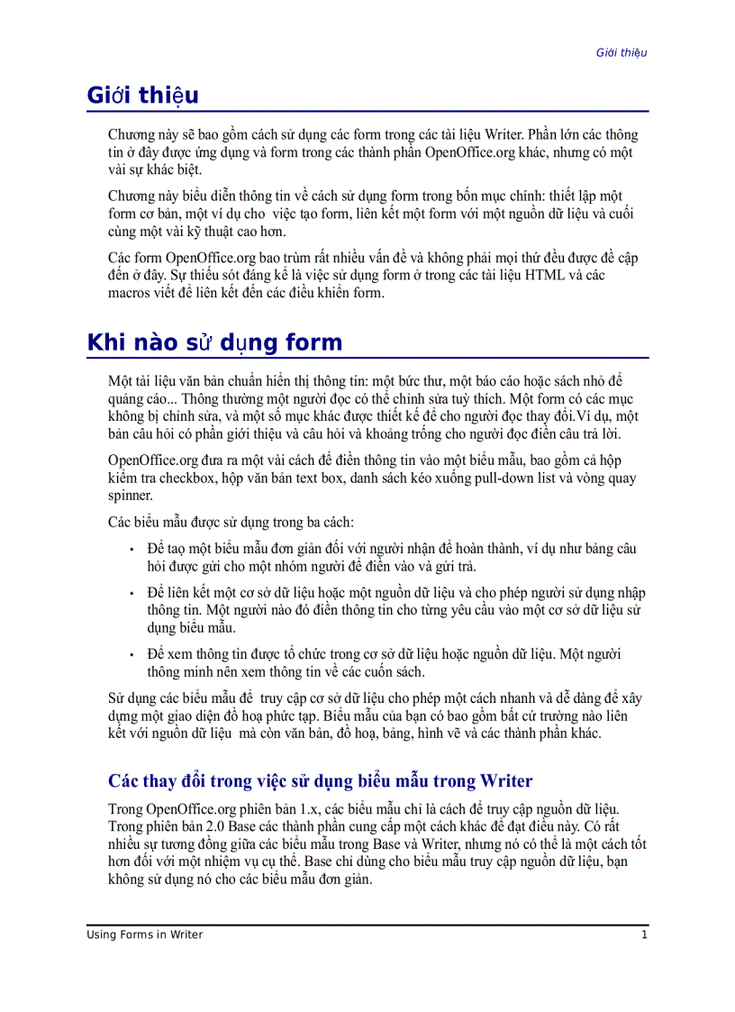 image for page Sử dụng biểu mẫu trong Writer