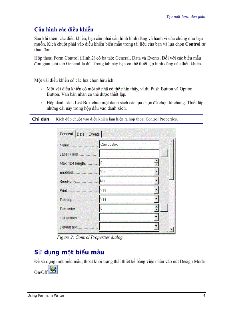 image for page Sử dụng biểu mẫu trong Writer