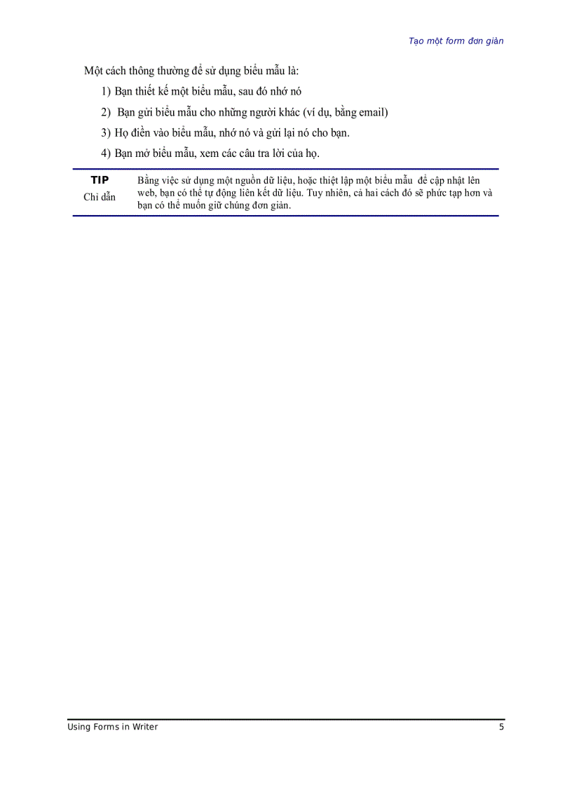 image for page Sử dụng biểu mẫu trong Writer