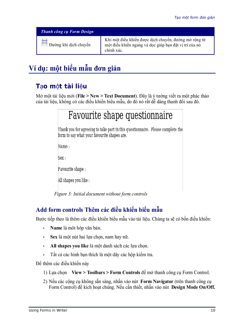 image for page Sử dụng biểu mẫu trong Writer