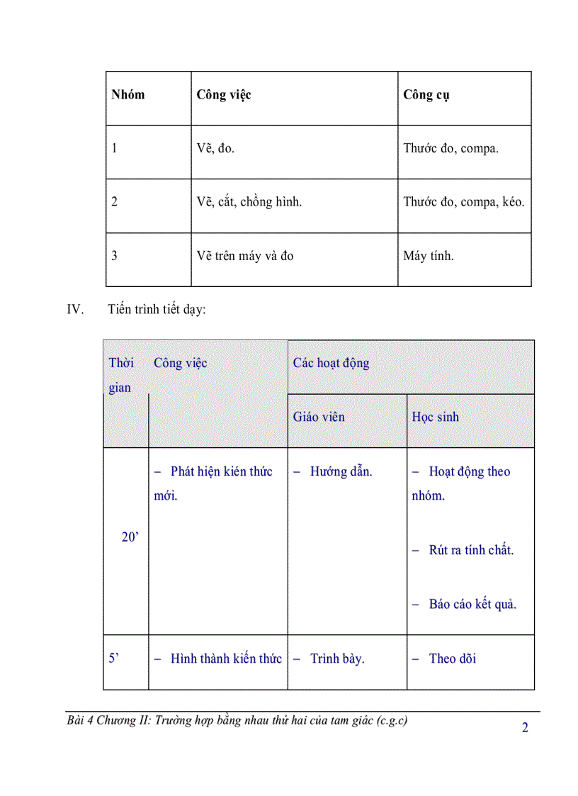 Trường hợp bằng nhau của tam giác c g c