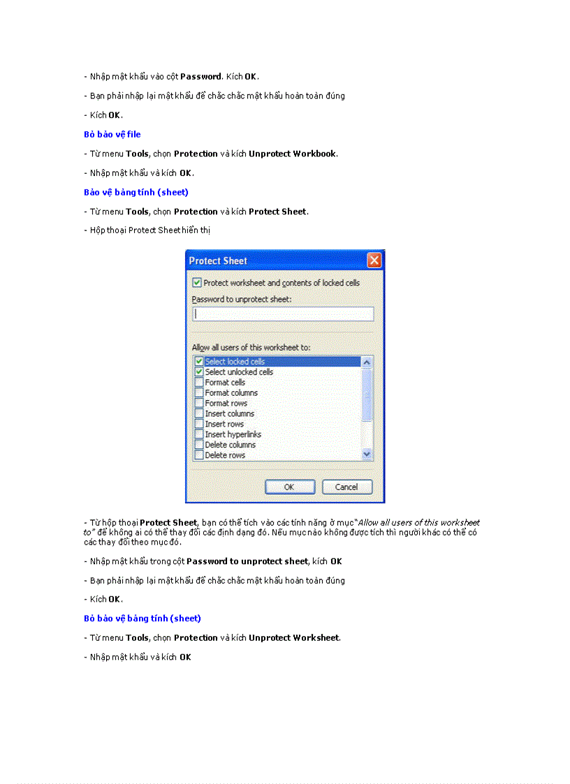 image for page MS Excel Bài 9 Bảo vệ bảng tính và file Excel