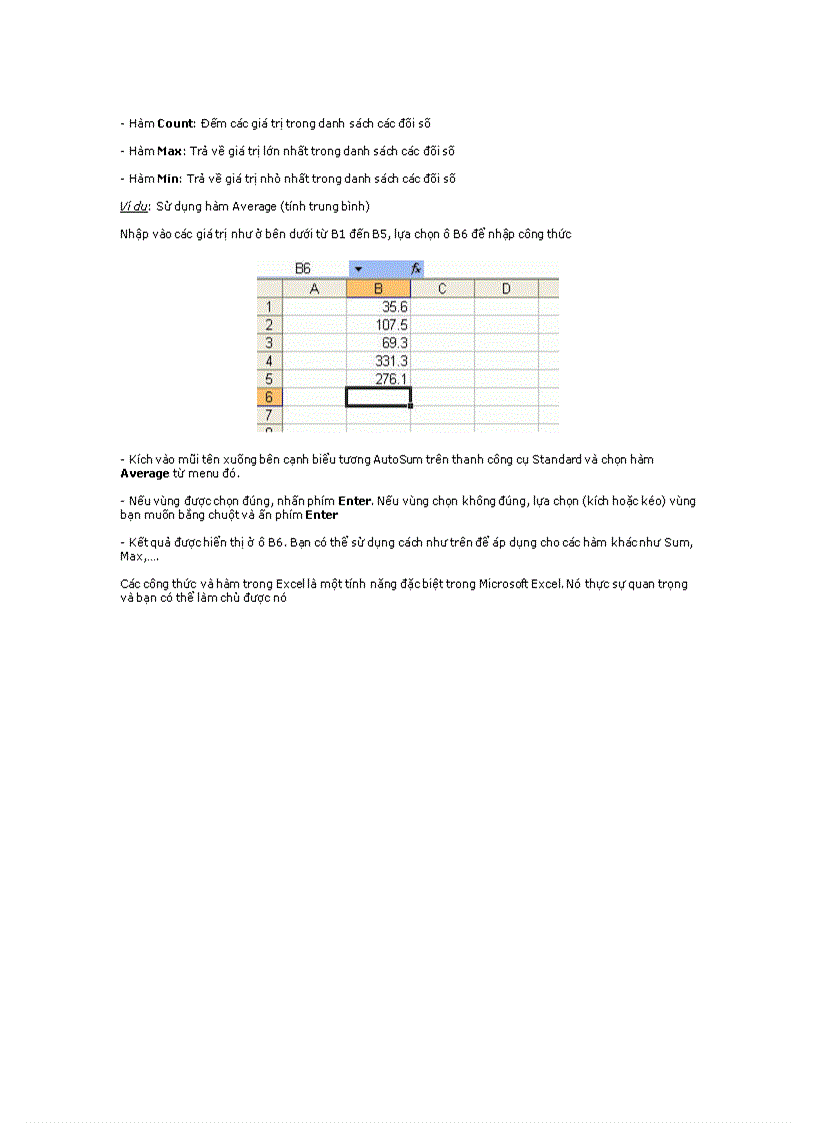 image for page MS Excel Bài 5 Các công thức và hàm Excel