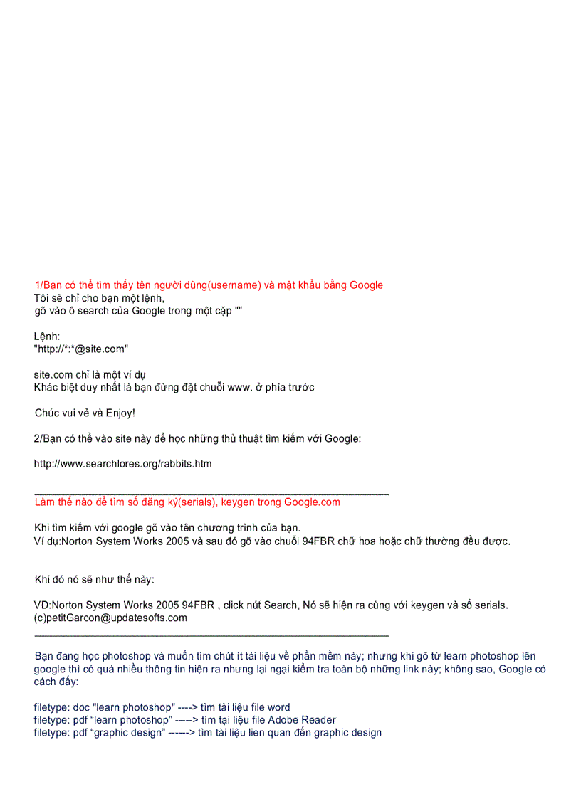 image for page Các lệnh tìm kiếm thông dụng trong Google