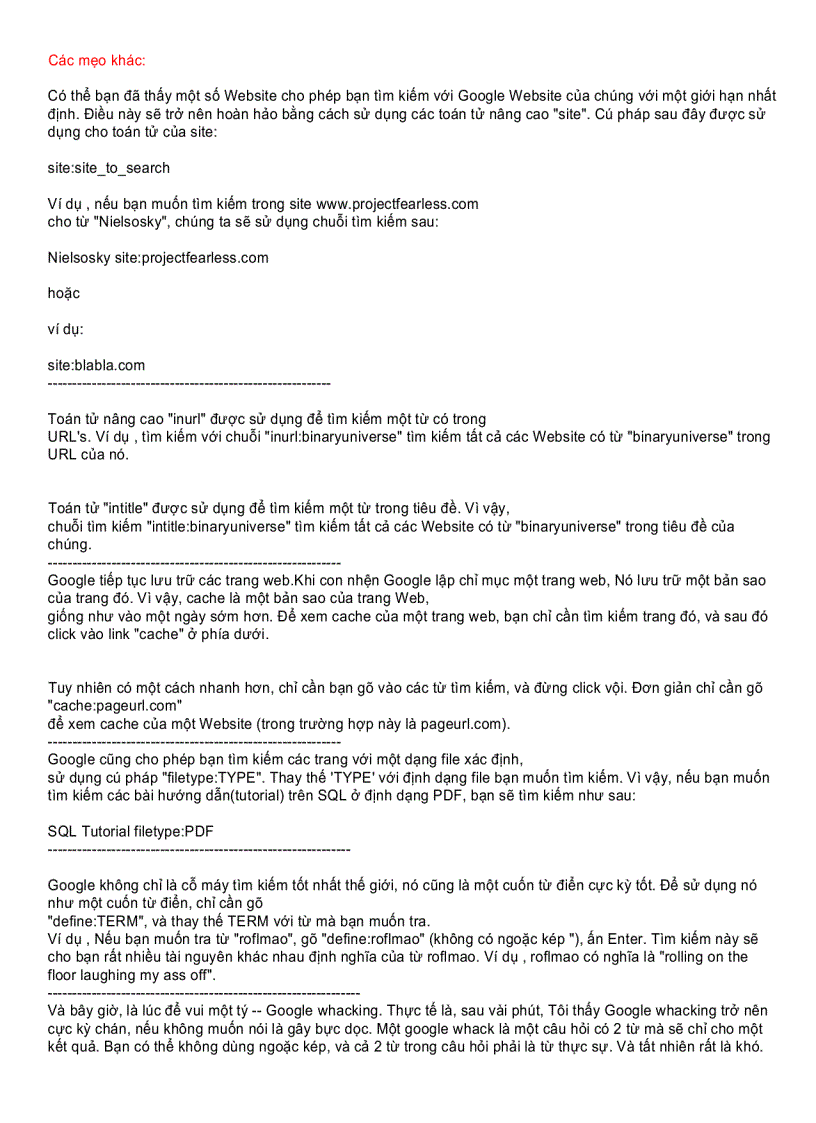 image for page Các lệnh tìm kiếm thông dụng trong Google