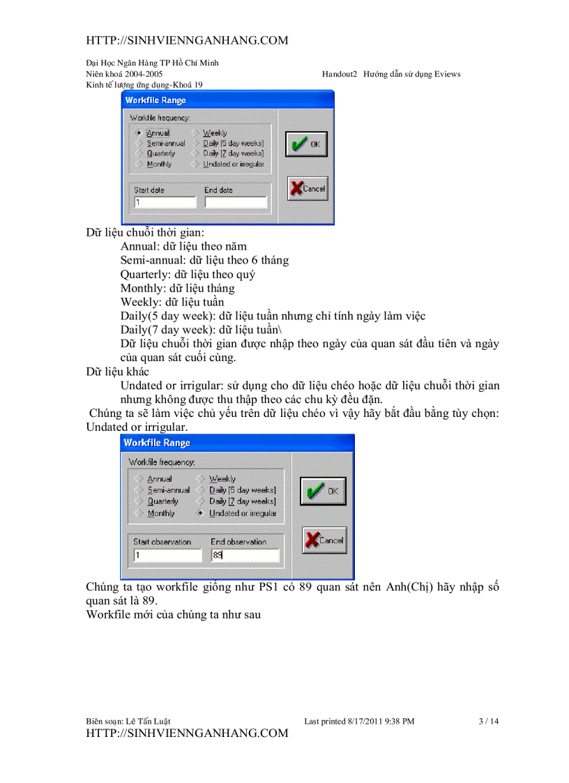 image for page Hướng dẫn sử dụng eviews 1
