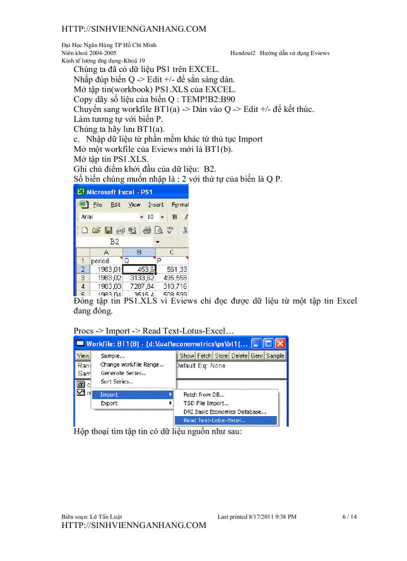 image for page Hướng dẫn sử dụng eviews 1